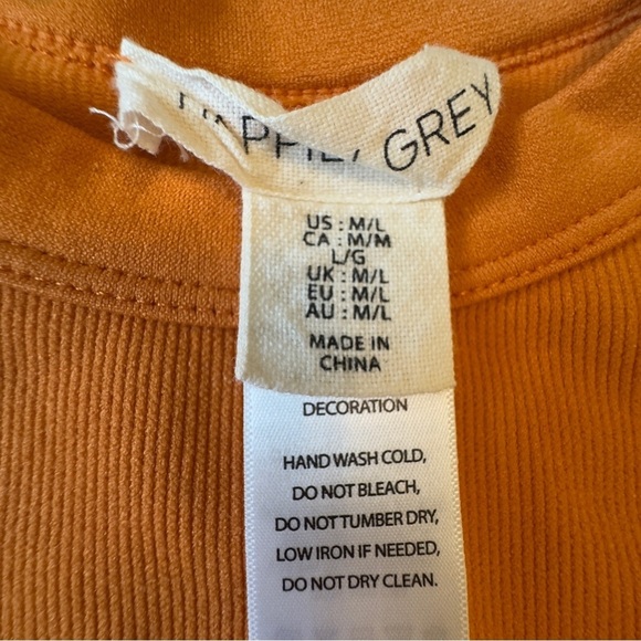 Happily Grey Women's Sleeveless Ribbed Crew Neck Bodysuit Orange Size M/L - Picture 6 of 12